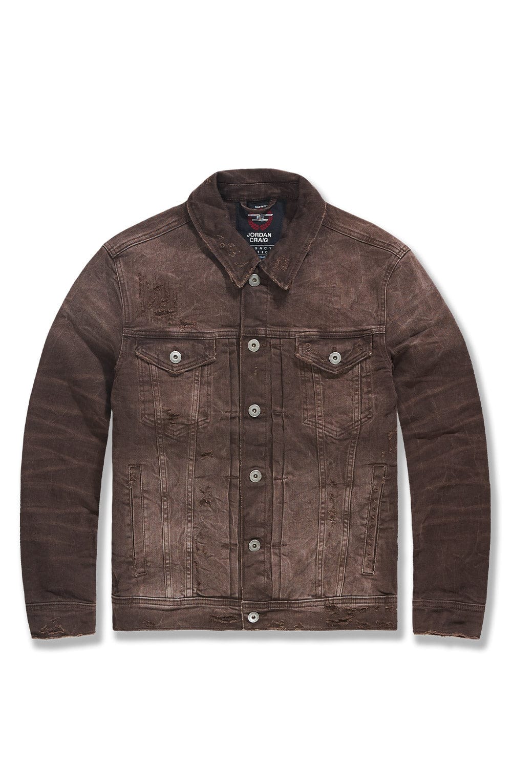Big Men's Meadowlands Denim Trucker Jacket (Earth Tones) - Image 5