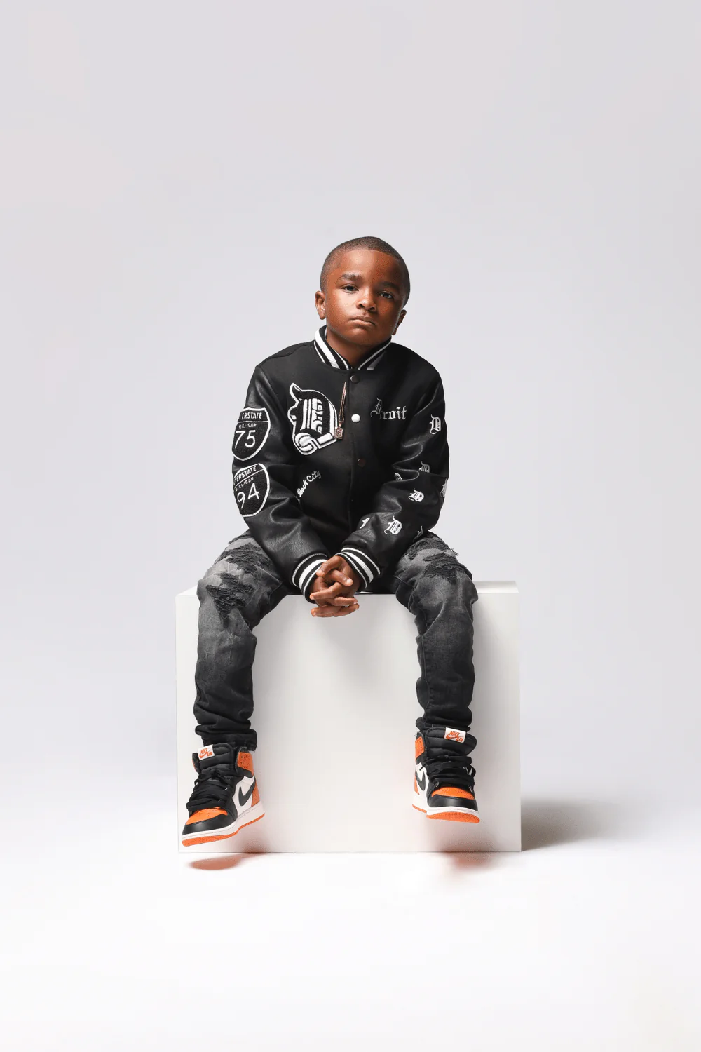 Kids 313 Varsity Jacket (Black) - Image 4