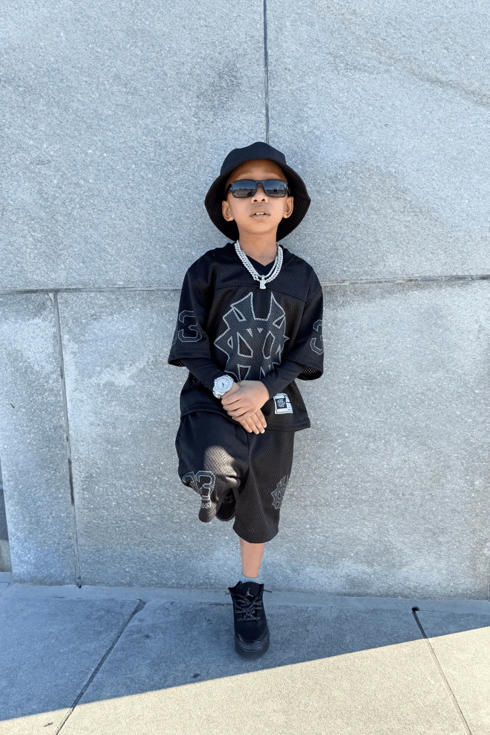 Kids 5 Borough Football Jersey (Black) - Image 3