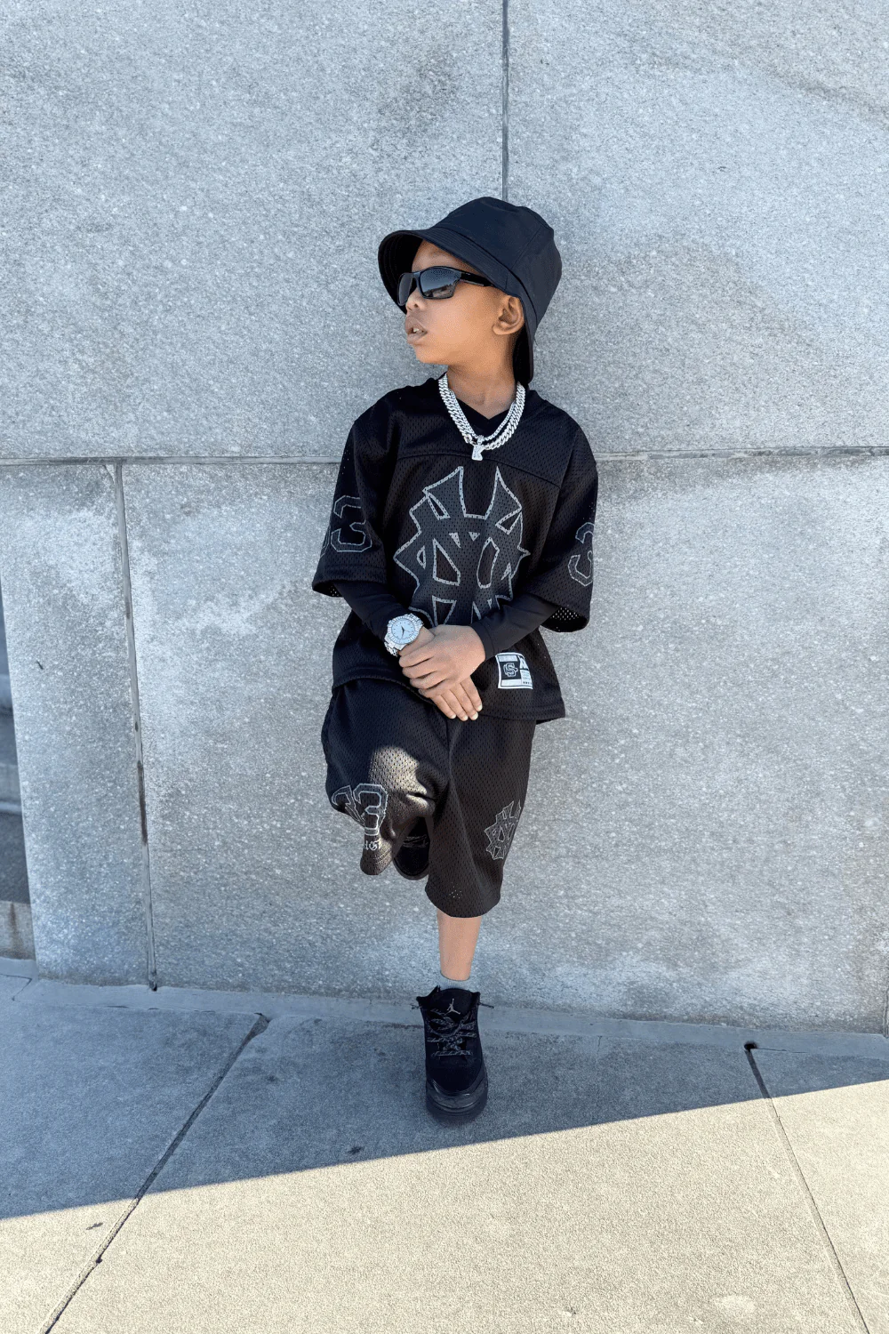 Kids 5 Borough Football Jersey (Black) - Image 7