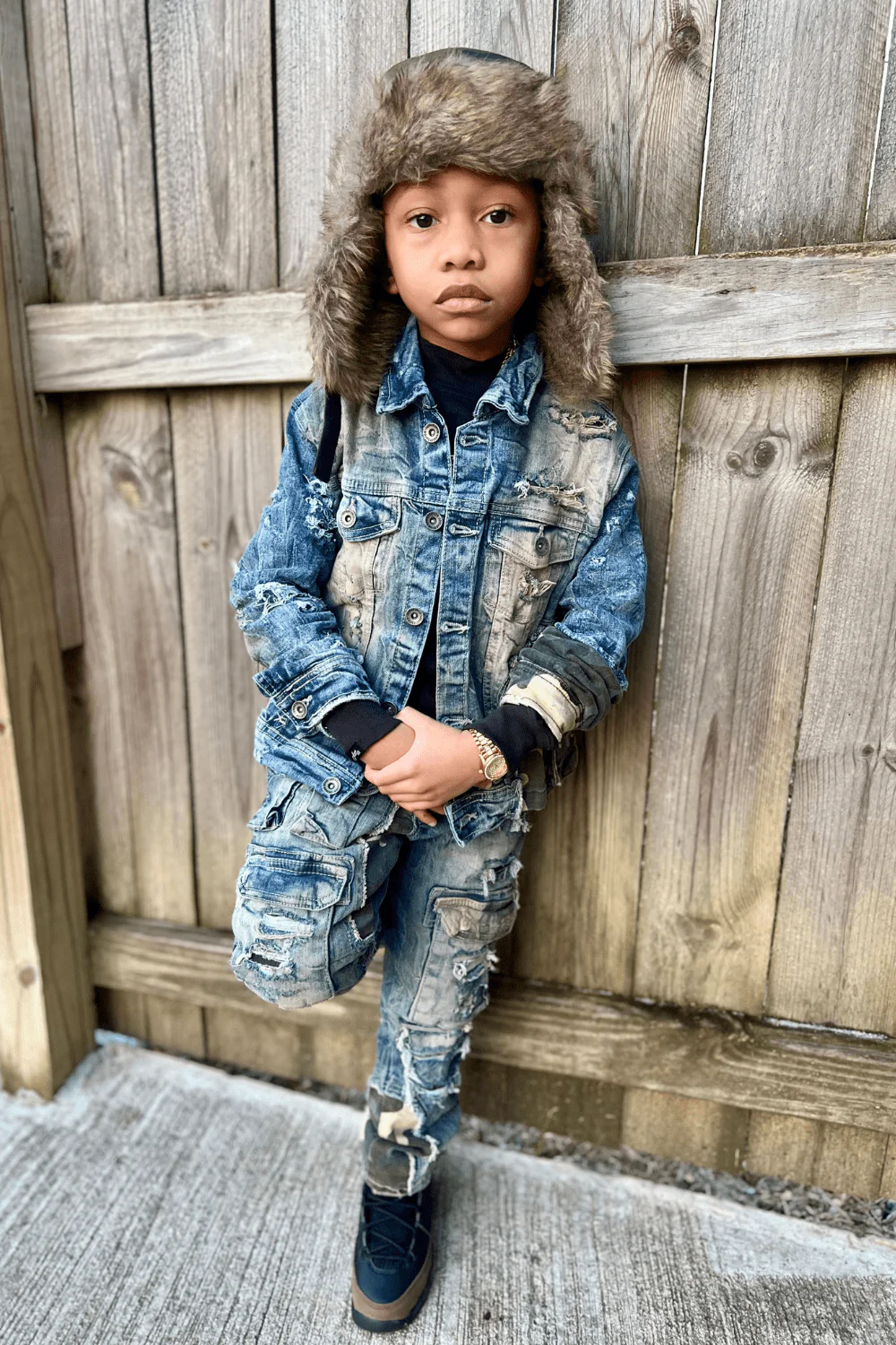 Kids Devotion Denim Trucker Jacket (Woodland) - Image 4