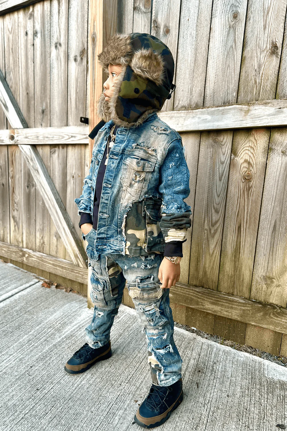 Kids Devotion Denim Trucker Jacket (Woodland) - Image 6