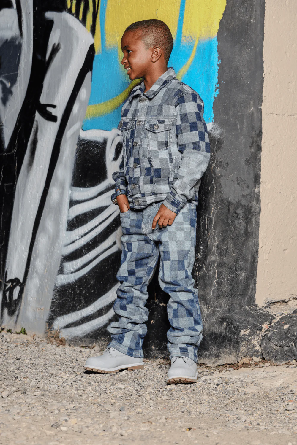 Kids Illusion Denim Trucker Jacket (Aged Wash) - Image 6