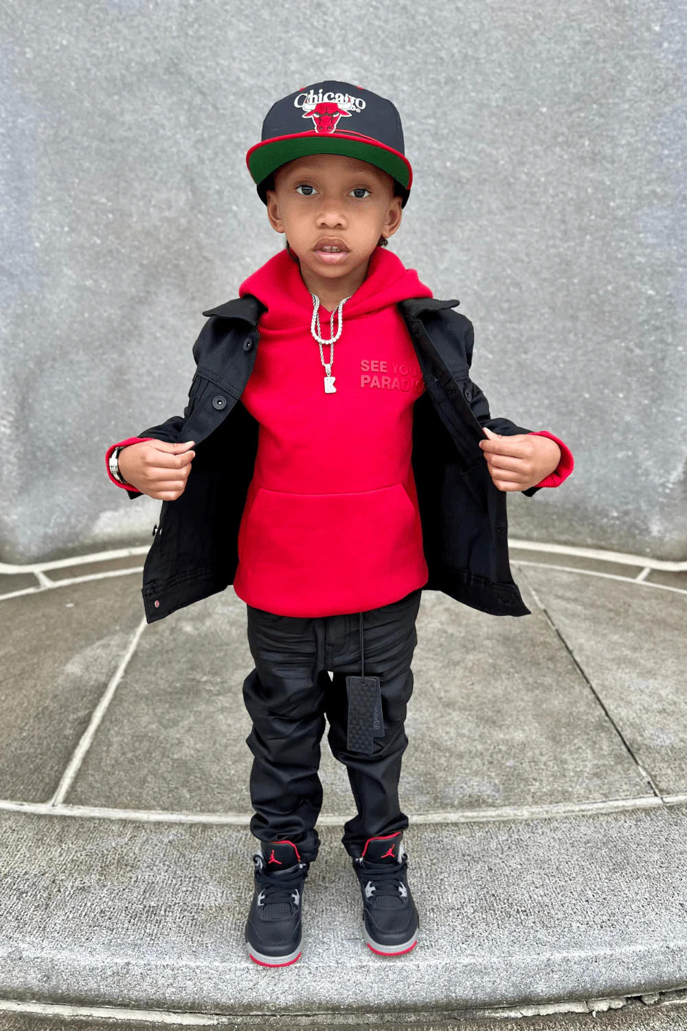 Kids Smooth Criminal Denim Trucker Jacket (Jet Black) - Image 4