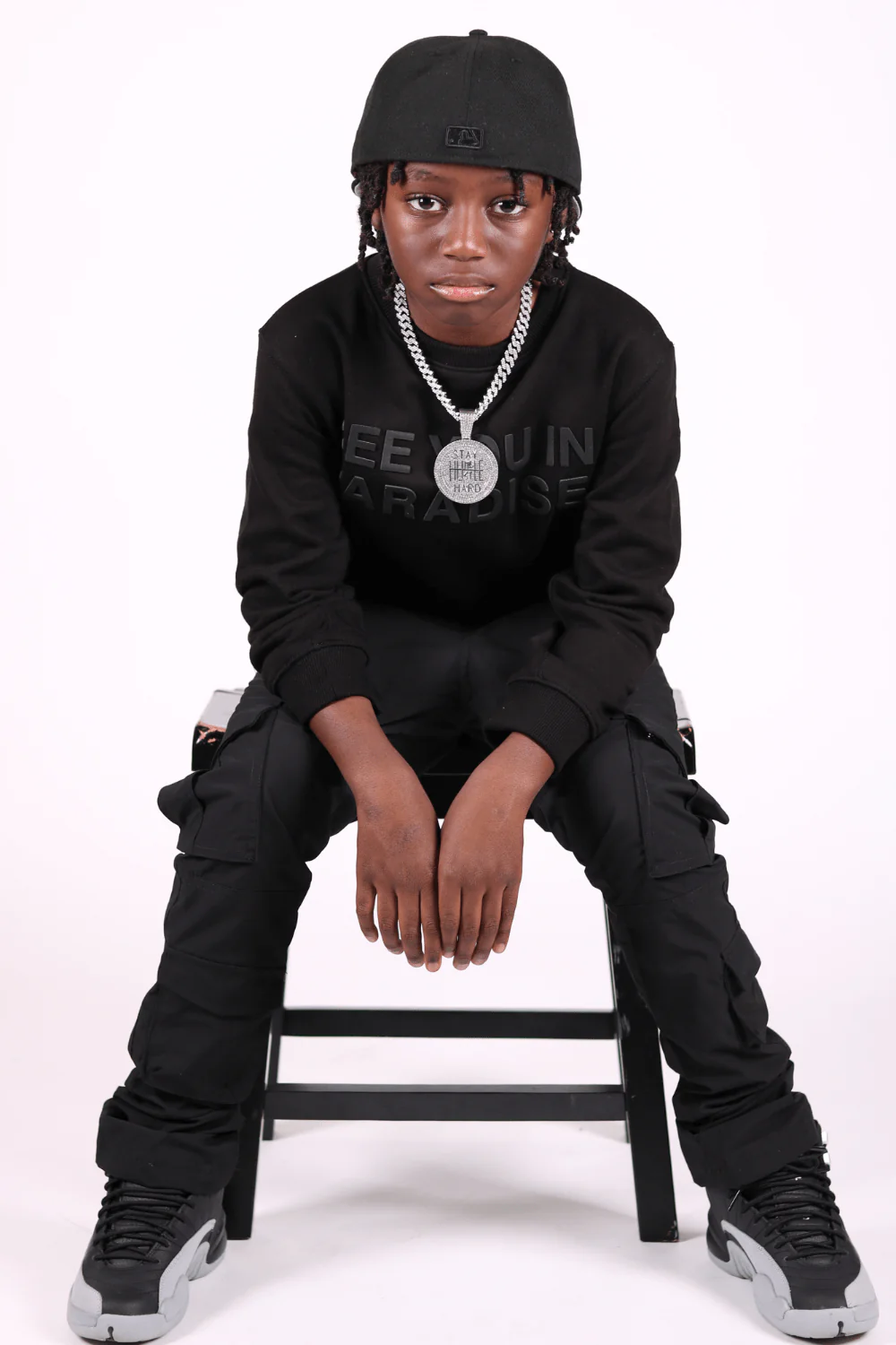 Kids Stacked Ventura Cargo Pants (Black) - Image 4