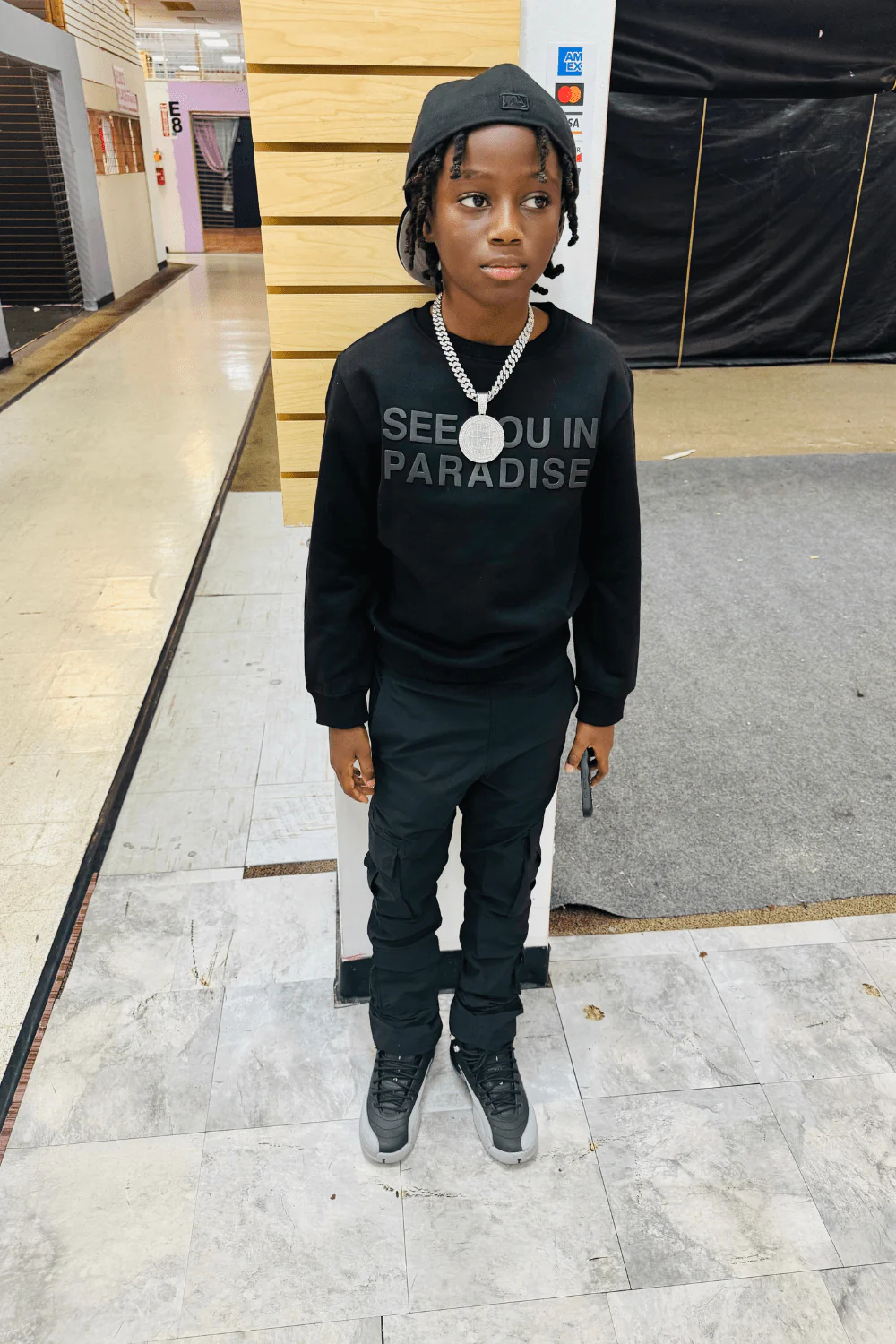 Kids Stacked Ventura Cargo Pants (Black) - Image 5